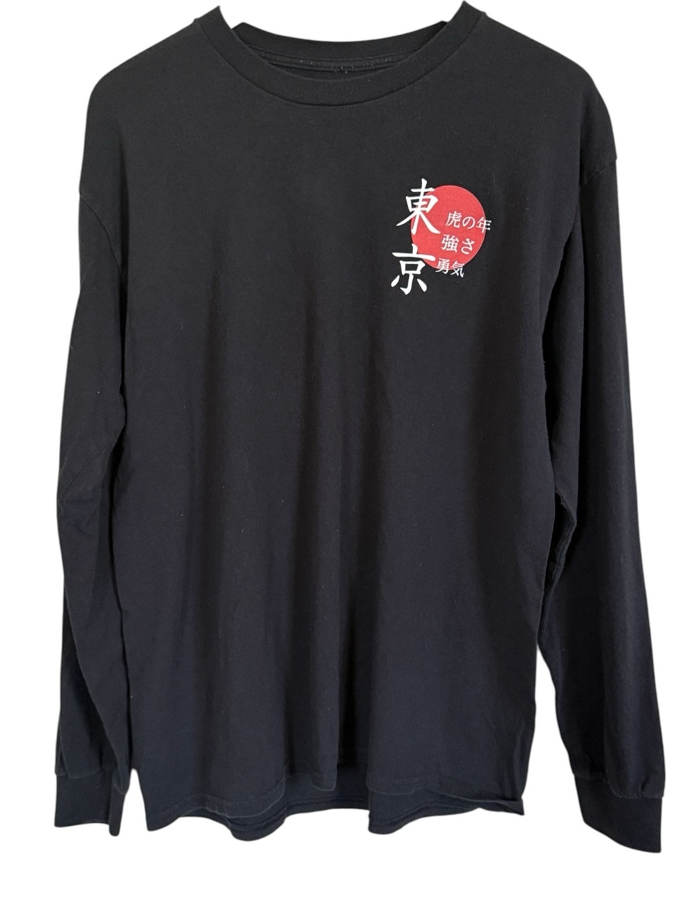Riot Society Tokyo Tiger Japan Graphic Long Sleeve Shirt Black L